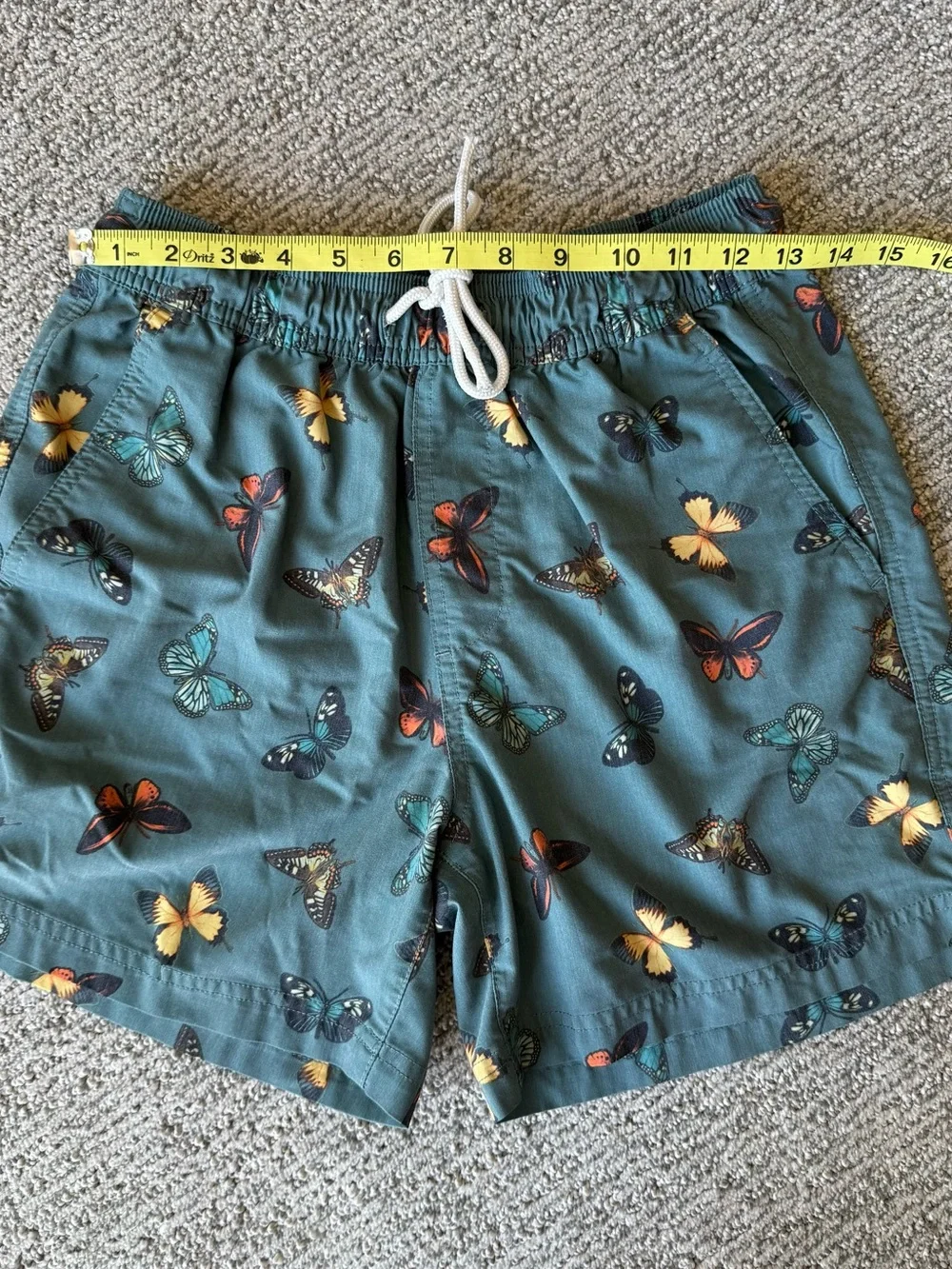 Men's H&M Teal Butterfly Print Swim Trunks Size Small‎